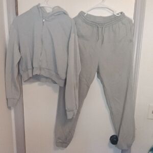 H&M Light Gray Hoodie and Jogger Set